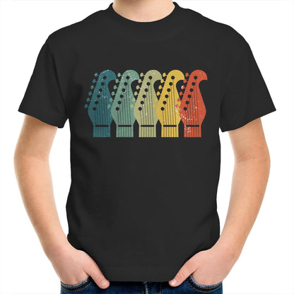 Guitar Headstocks - Kids Youth T-Shirt Black Kids Youth T-shirt Music Printed In Australia