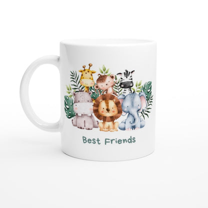 Best Friends, Cute Animals - White 11oz Ceramic Mug Default Title White 11oz Mug animal Globally Fulfilled