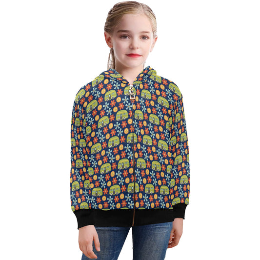 Hippy Caravan - Senior Girls Zip Up Hoodie