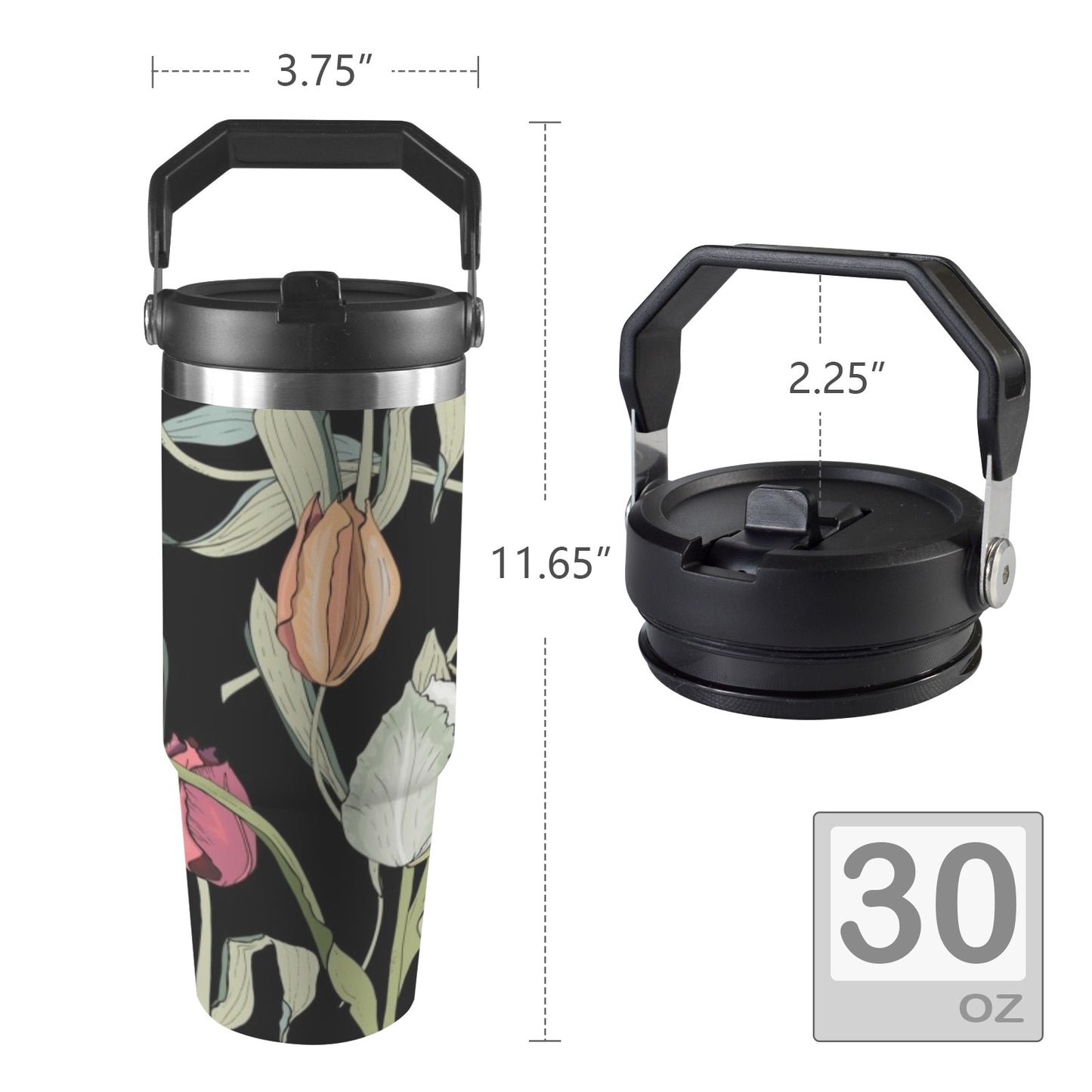 Tulips - 30oz Tumbler with Top Handle