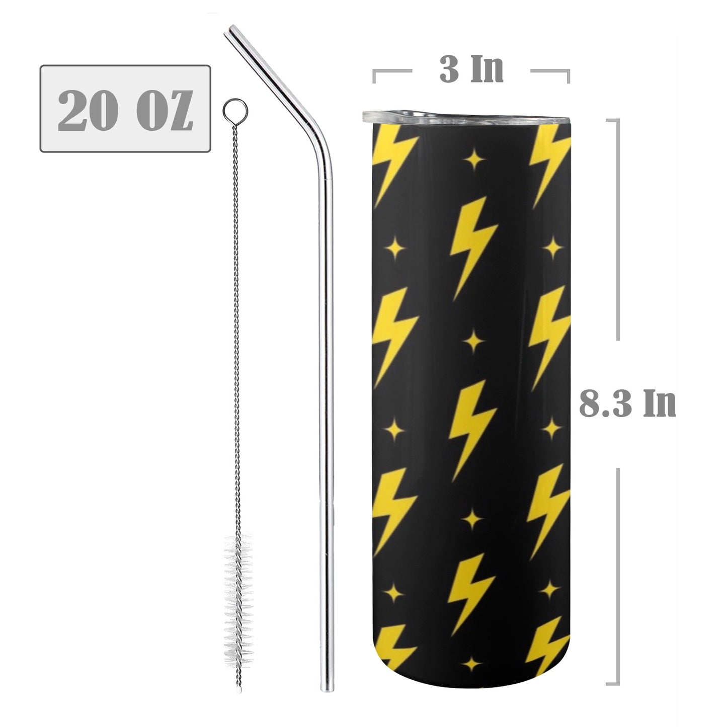 Yellow Lightning - 20oz Tall Skinny Tumbler with Lid and Straw