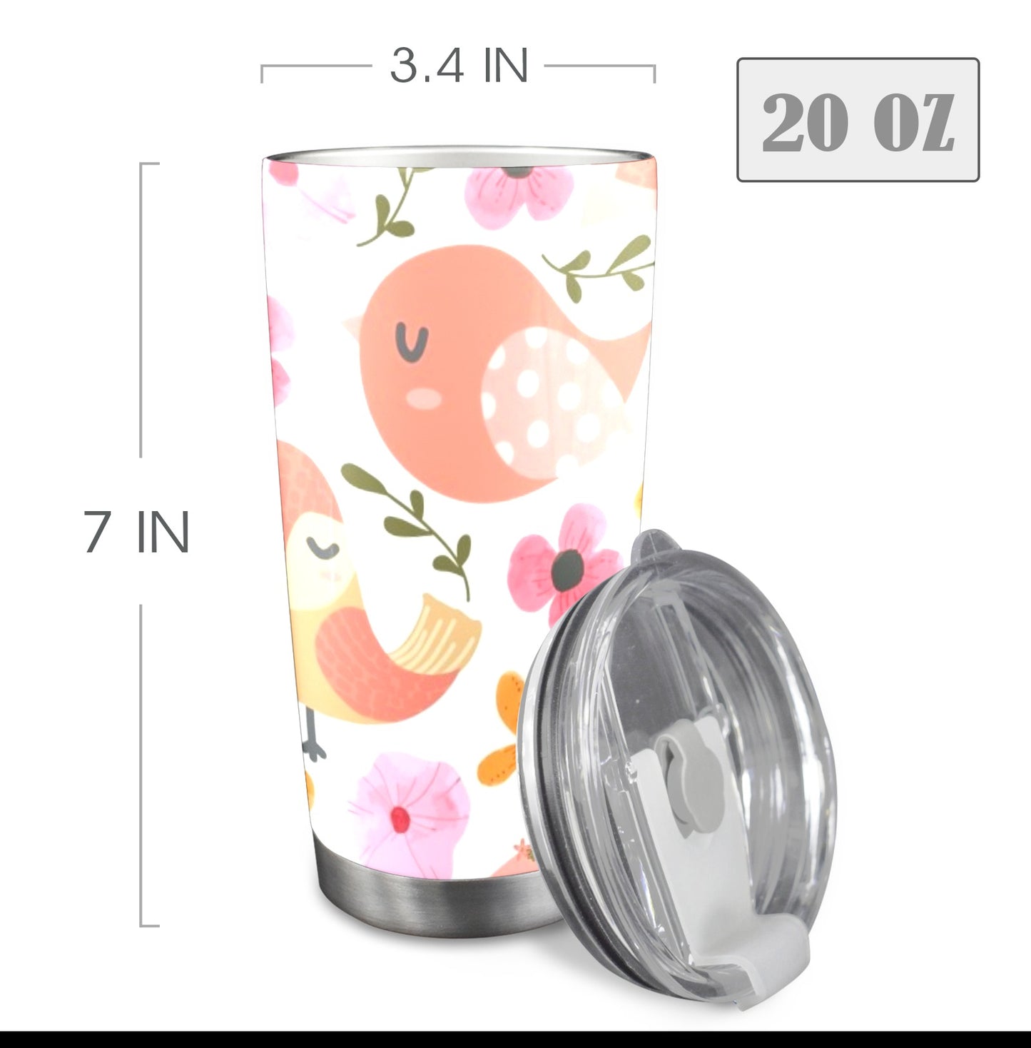 Lovely Birds - 20oz Travel Mug with Clear Lid Clear Lid Travel Mug animal