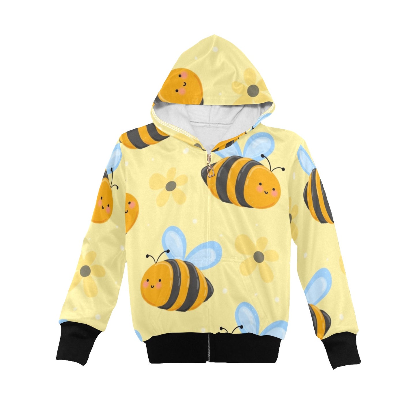 Bright Bees - Junior Girls Zip Up Hoodie