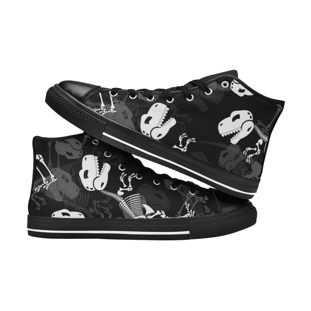 Dinosaur Skeleton - Men's High Top Canvas Shoes