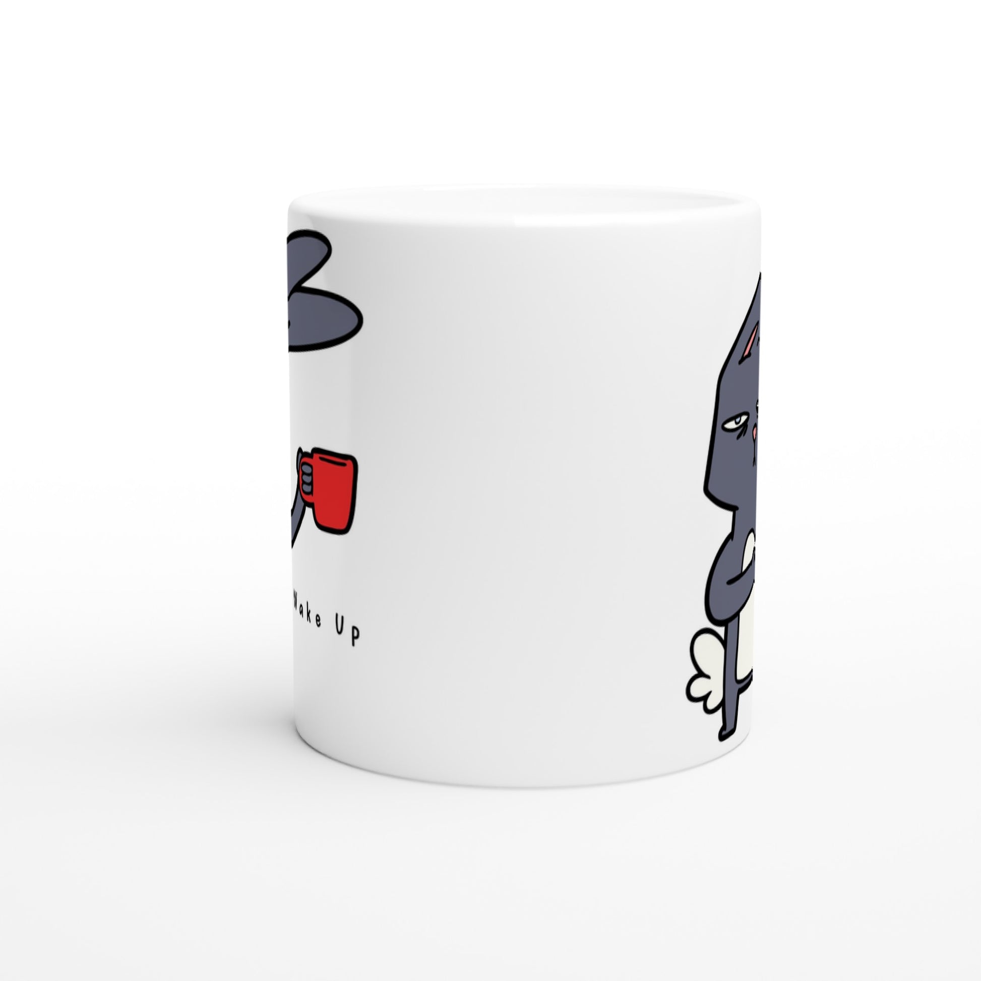 Wake Up, Rabbit - White 11oz Ceramic Mug White 11oz Mug animal Coffee Globally Fulfilled