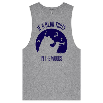 If A Bear Toots In The Woods, Trumpet Player - Mens Tank Top Tee Grey Marle Mens Tank Tee