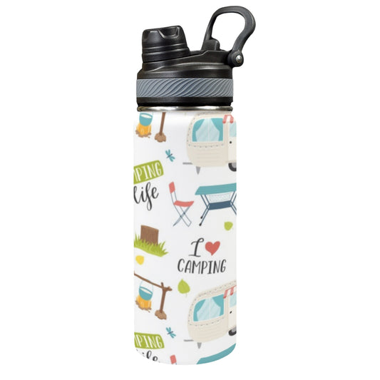 Camping Life - Insulated Water Bottle with Dual-Use Lid (18oz) Insulated Water Bottle with Dual-Use Lid (18oz) Printed Offshore