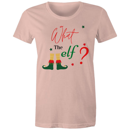 What The Elf? - Womens T-shirt Pale Pink Christmas Womens T-shirt Merry Christmas