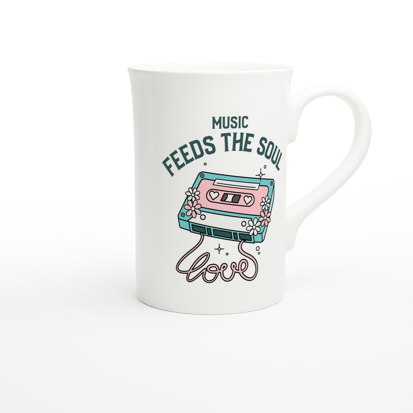 Music Feeds The Soul - White 10oz Porcelain Slim Mug Porcelain Mug Globally Fulfilled Music