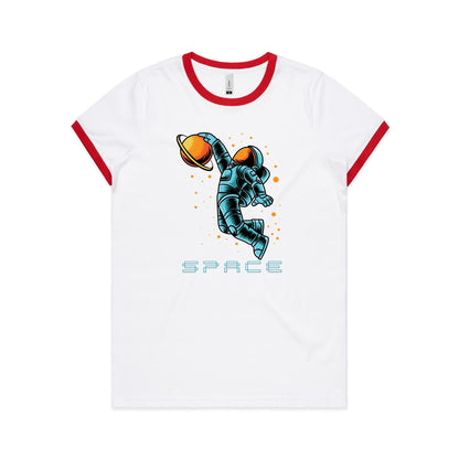 Astronaut Basketball - Women's Ringer Tee