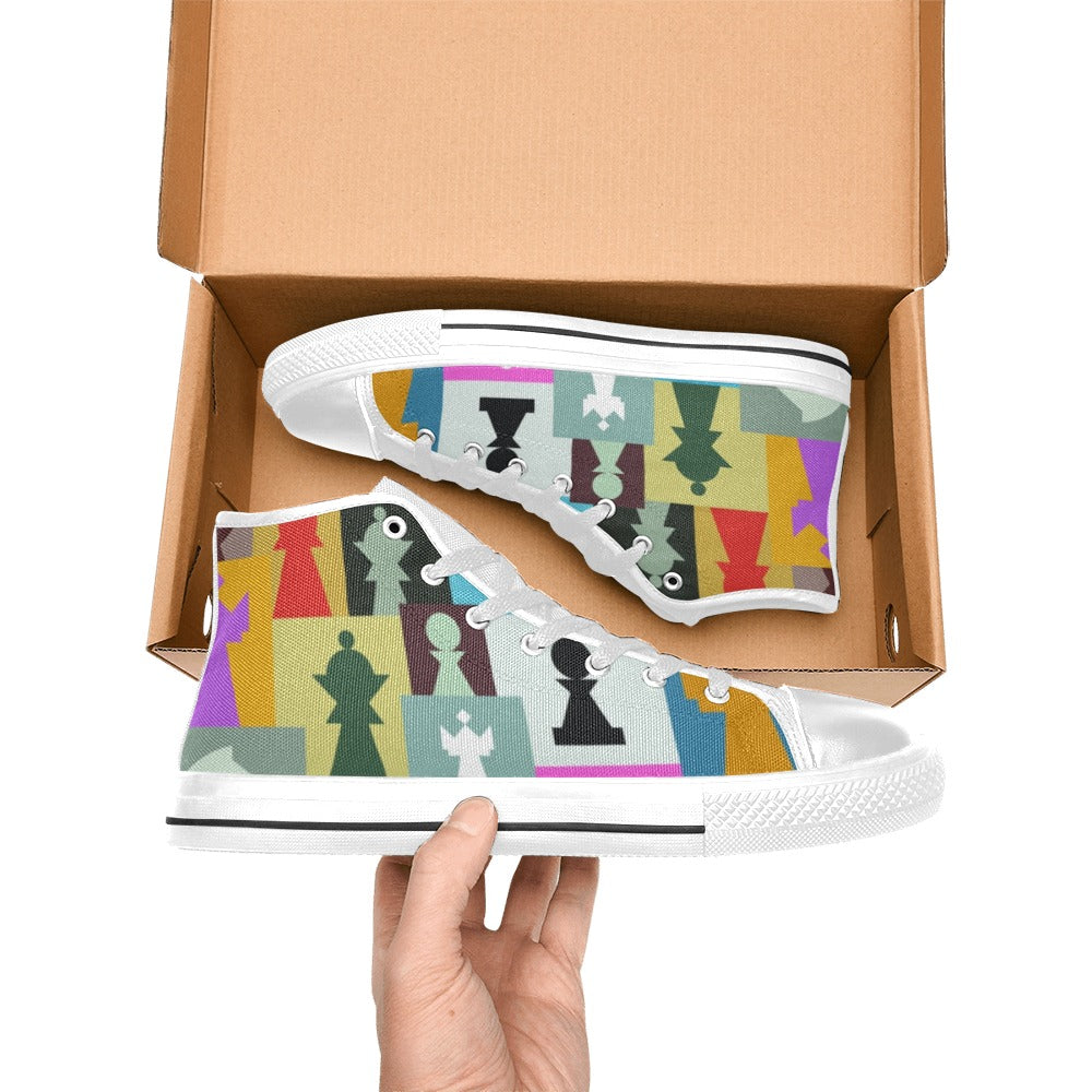 Colourful Chess - Women's High Top Canvas Shoes