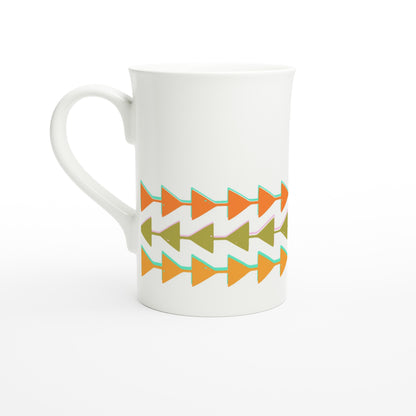 Retro Triangles - White 10oz Porcelain Slim Mug Default Title Porcelain Mug Retro