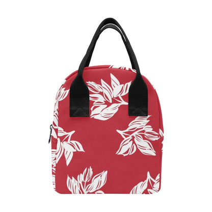 Red Retro Foliage, Hawaiian Flower - Lunch Bag