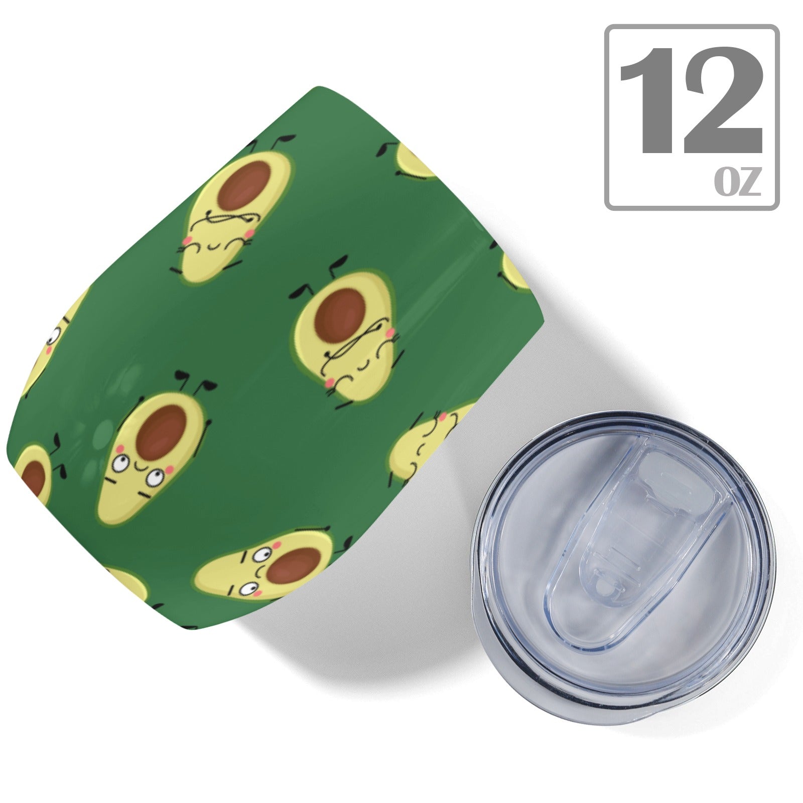 Avocado Characters - 12oz Wine Tumbler 12oz Wine Tumbler Food Printed Offshore