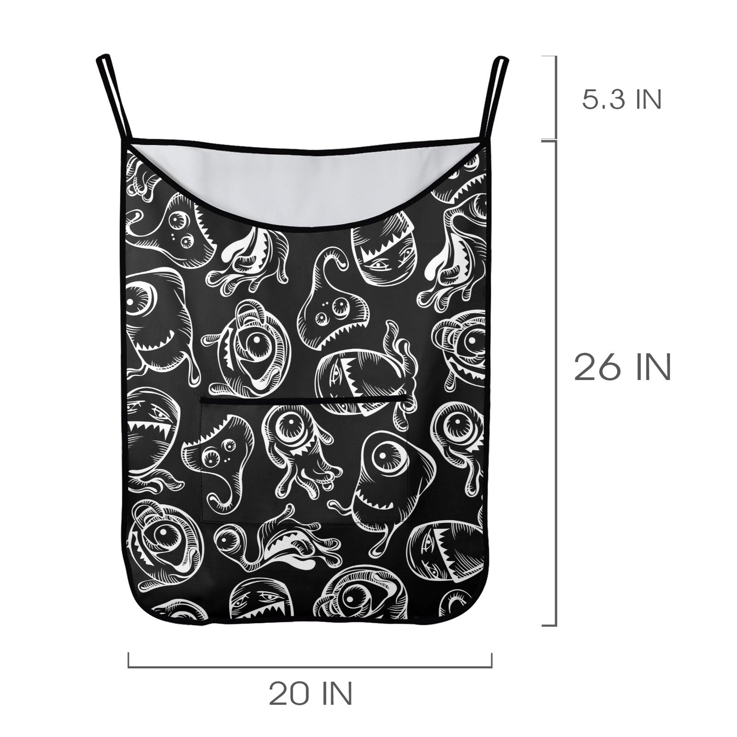 Monsters In Black And White - Hanging Laundry Bag