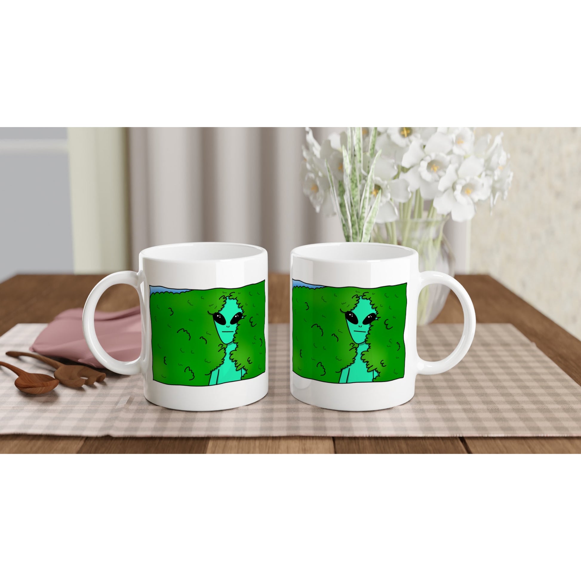 Alien Hedge Meme - White 11oz Ceramic Mug White 11oz Mug Globally Fulfilled Sci Fi