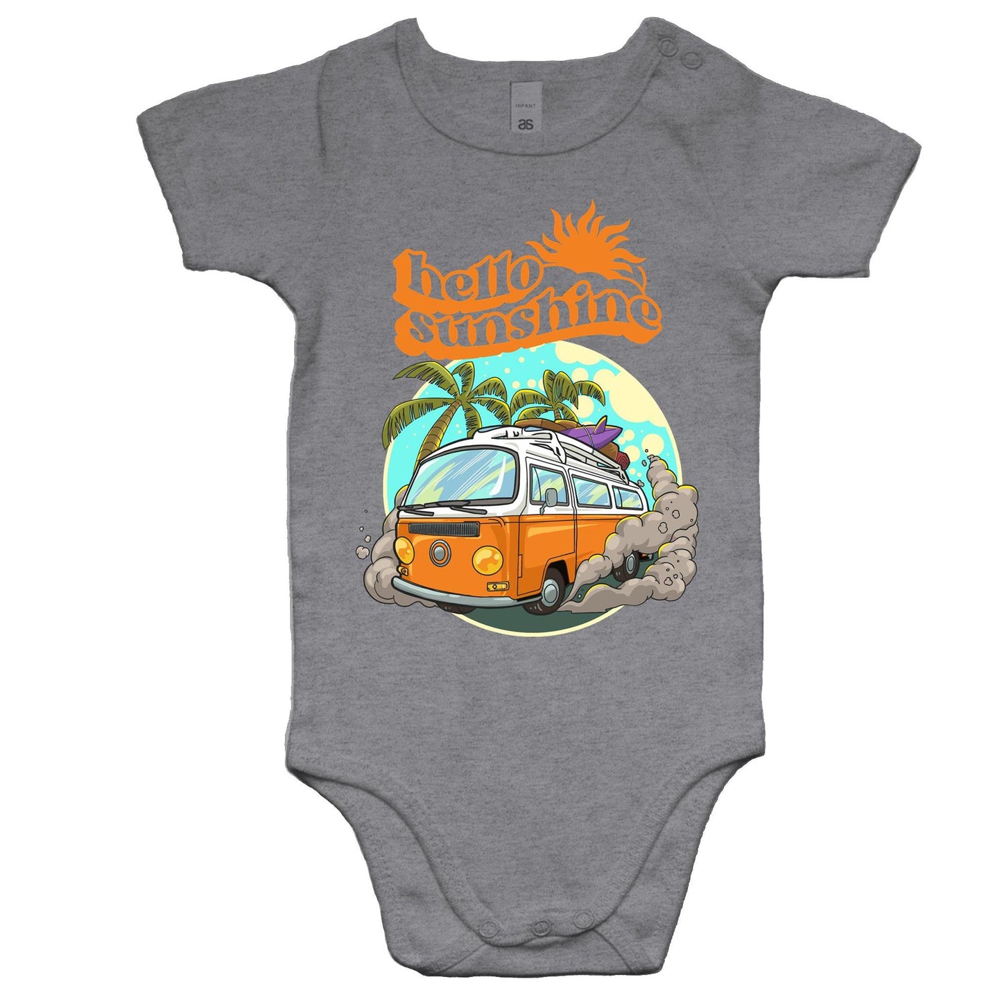 Hello Sunshine, Beach Van - Baby Bodysuit Grey Marle Baby Bodysuit Summer Surf