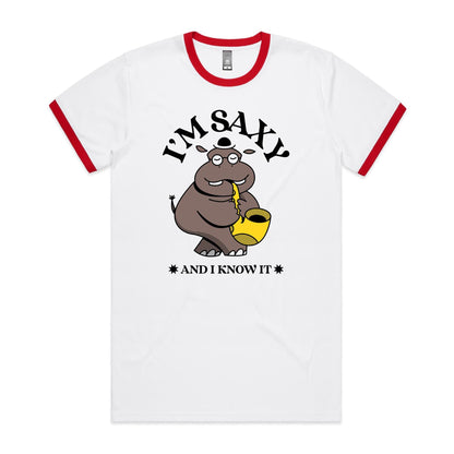 I'm Saxy And I Know It, Hippo Saxophone Player - Staple Ringer Tee