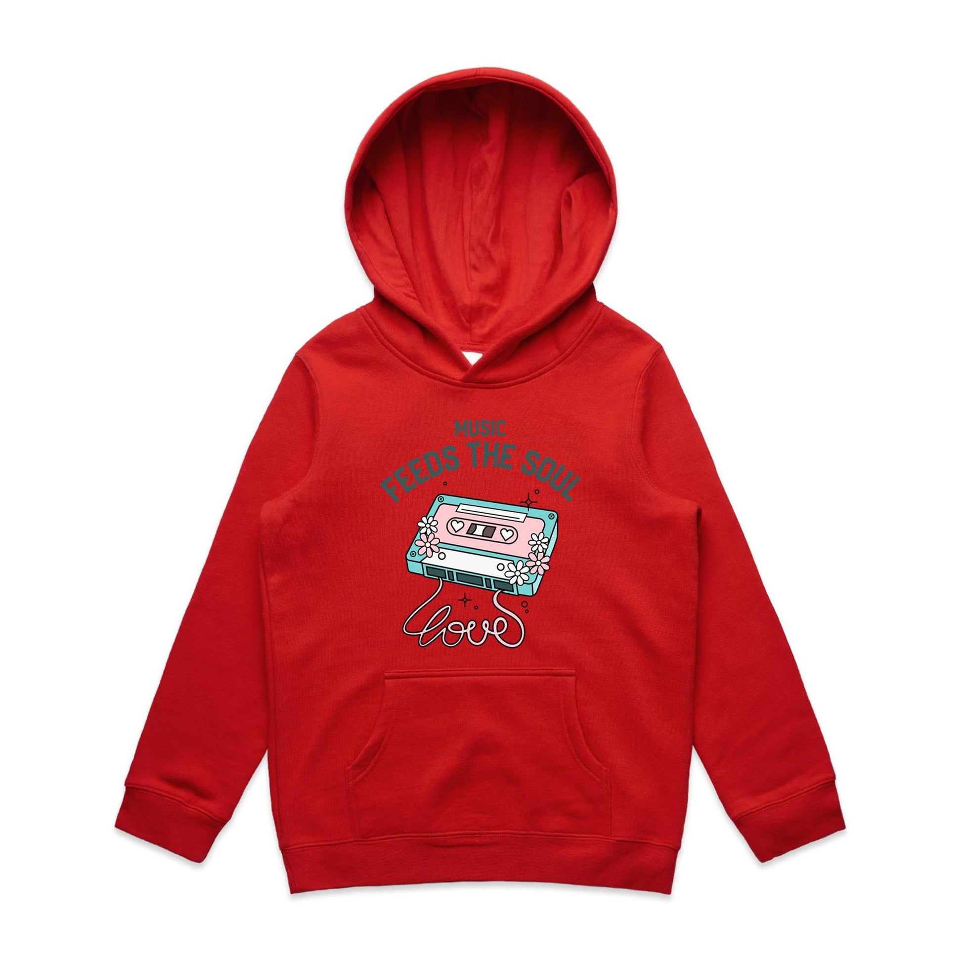 Music Feeds The Soul - Youth Supply Hood Red Kids Hoodie Music