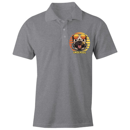 Underdog - Chad S/S Polo Shirt, Printed Grey Marle Polo Shirt animal