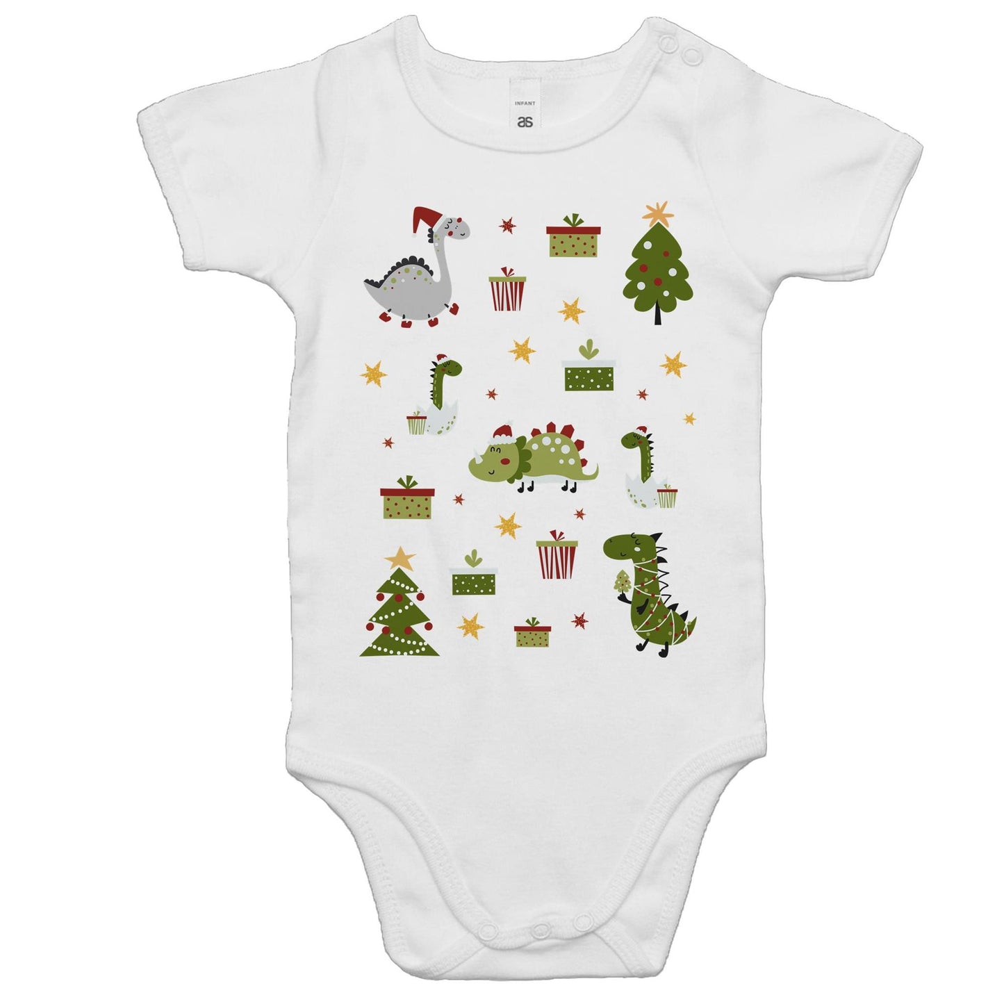 Cute Christmas Dinosaurs - Baby Bodysuit