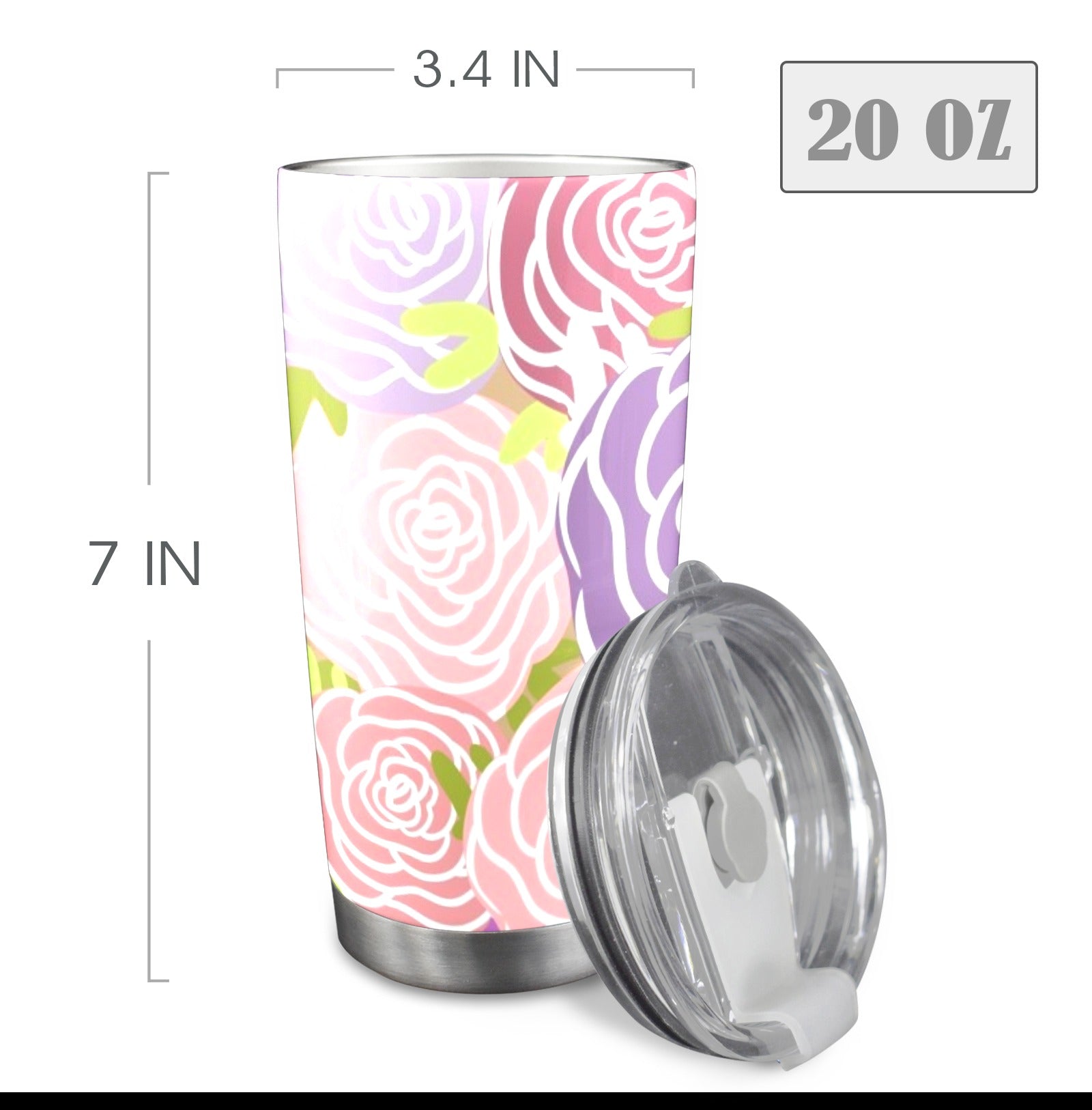 Abstract Roses - 20oz Travel Mug with Clear Lid Clear Lid Travel Mug Plants