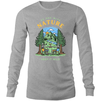 Be One With Nature, Skeleton - Long Sleeve T-Shirt Grey Marle Unisex Long Sleeve T-shirt Environment Summer