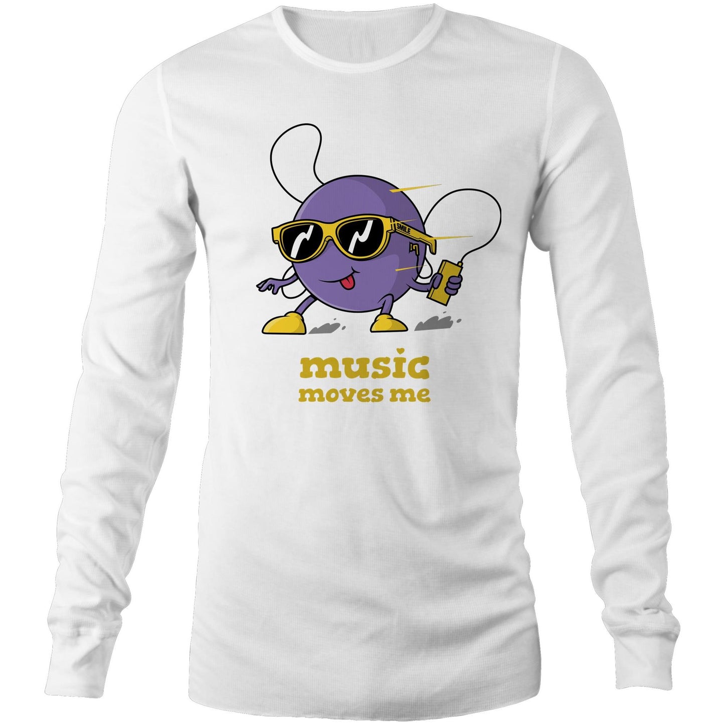 Music Moves Me, Earbuds - Long Sleeve T-Shirt White Unisex Long Sleeve T-shirt Music