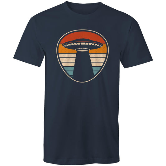 UFO, Retro Stipes - Mens T-Shirt Navy Mens T-shirt Printed In Australia