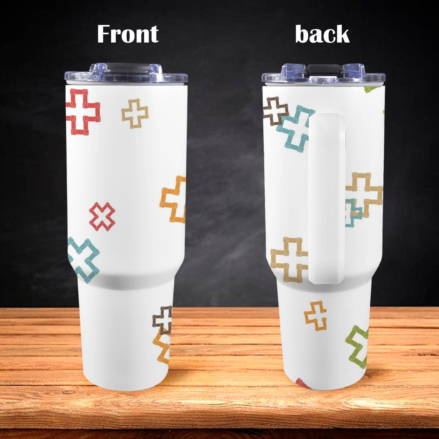 x + - 40oz Tumbler with White Handle