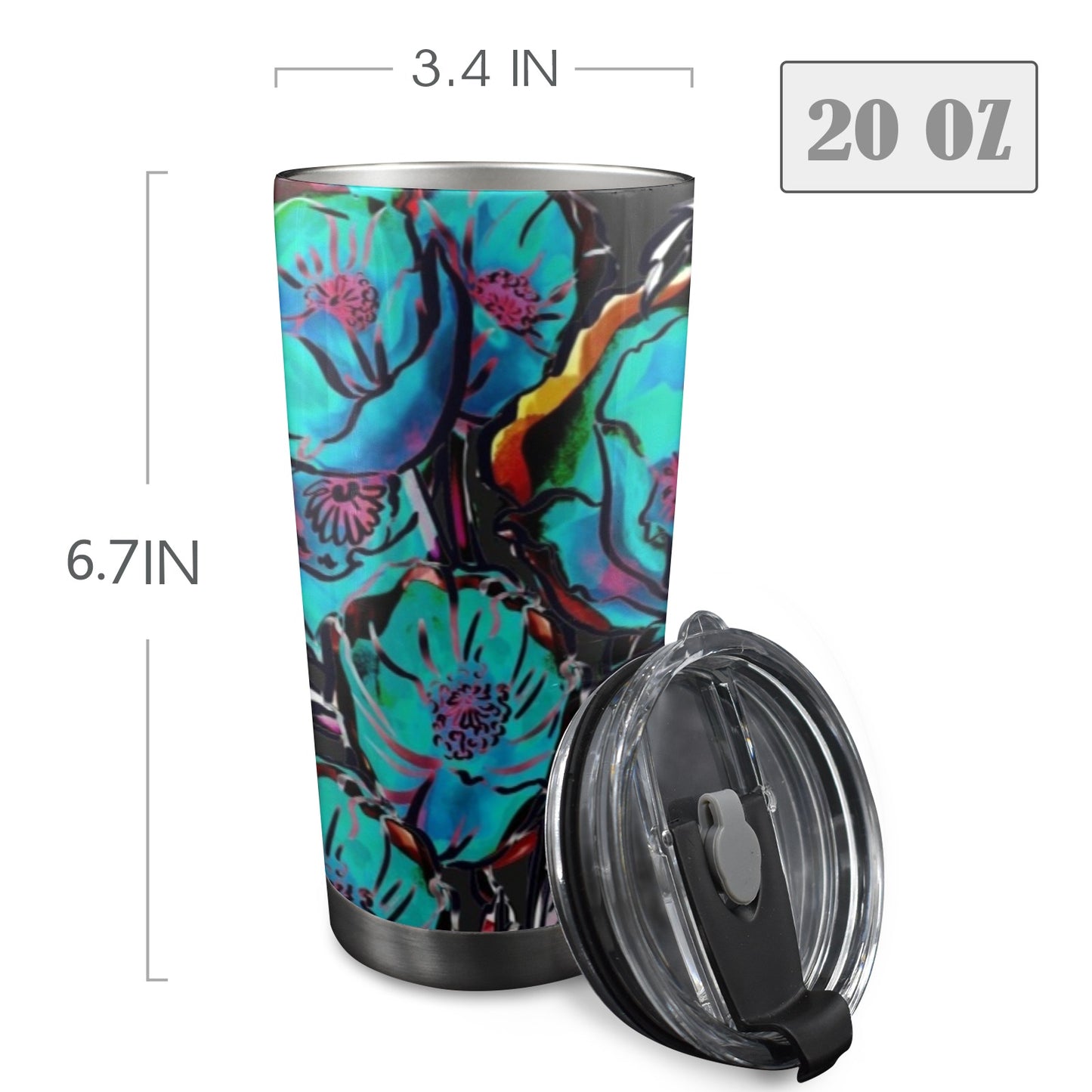 Flower It Blue - 20oz Travel Mug / Tumbler