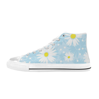 Camomile Flower On Blue - Women's High Top Canvas Shoes