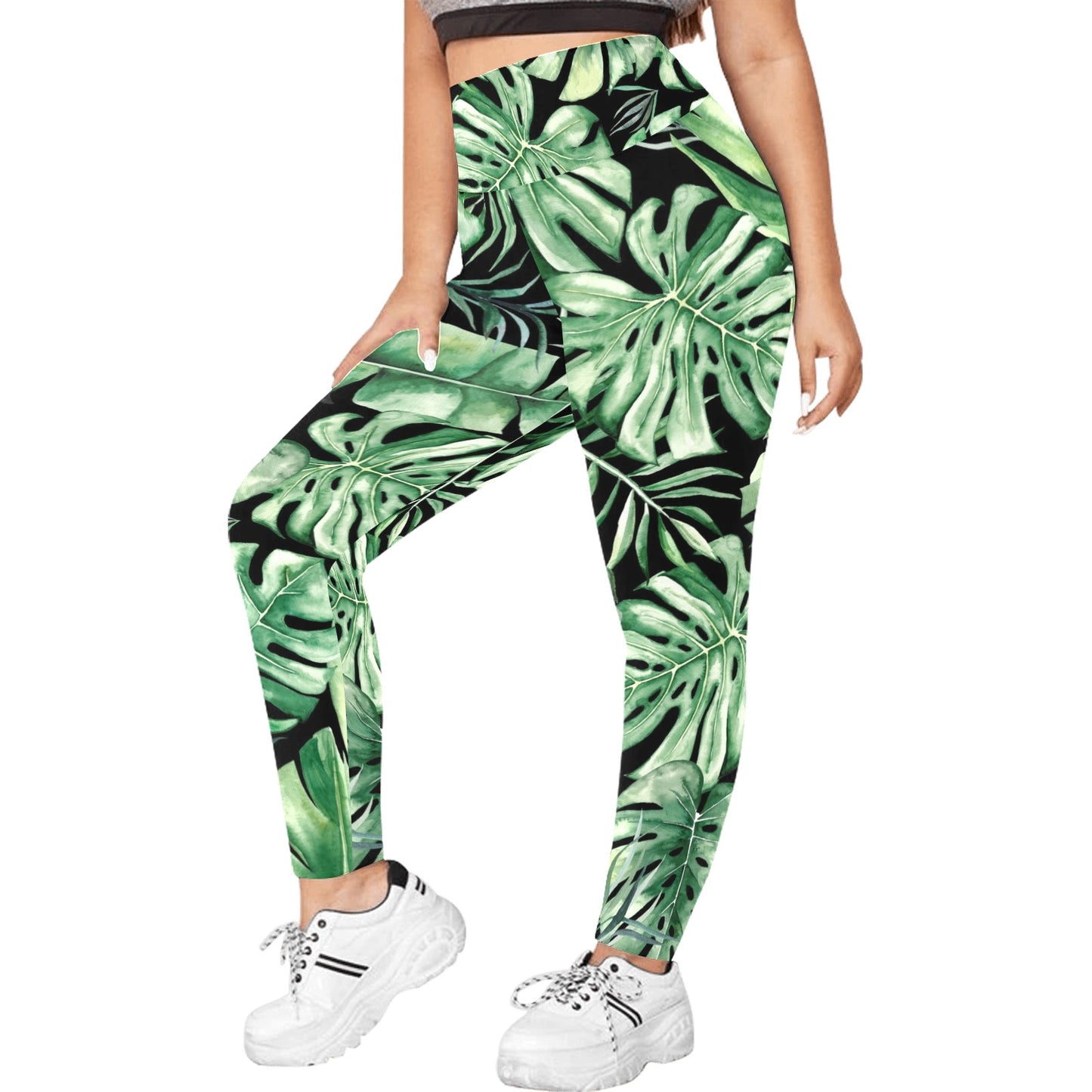 Jungle Leaves - Womens High Waist Leggings (Sizes 16-22)