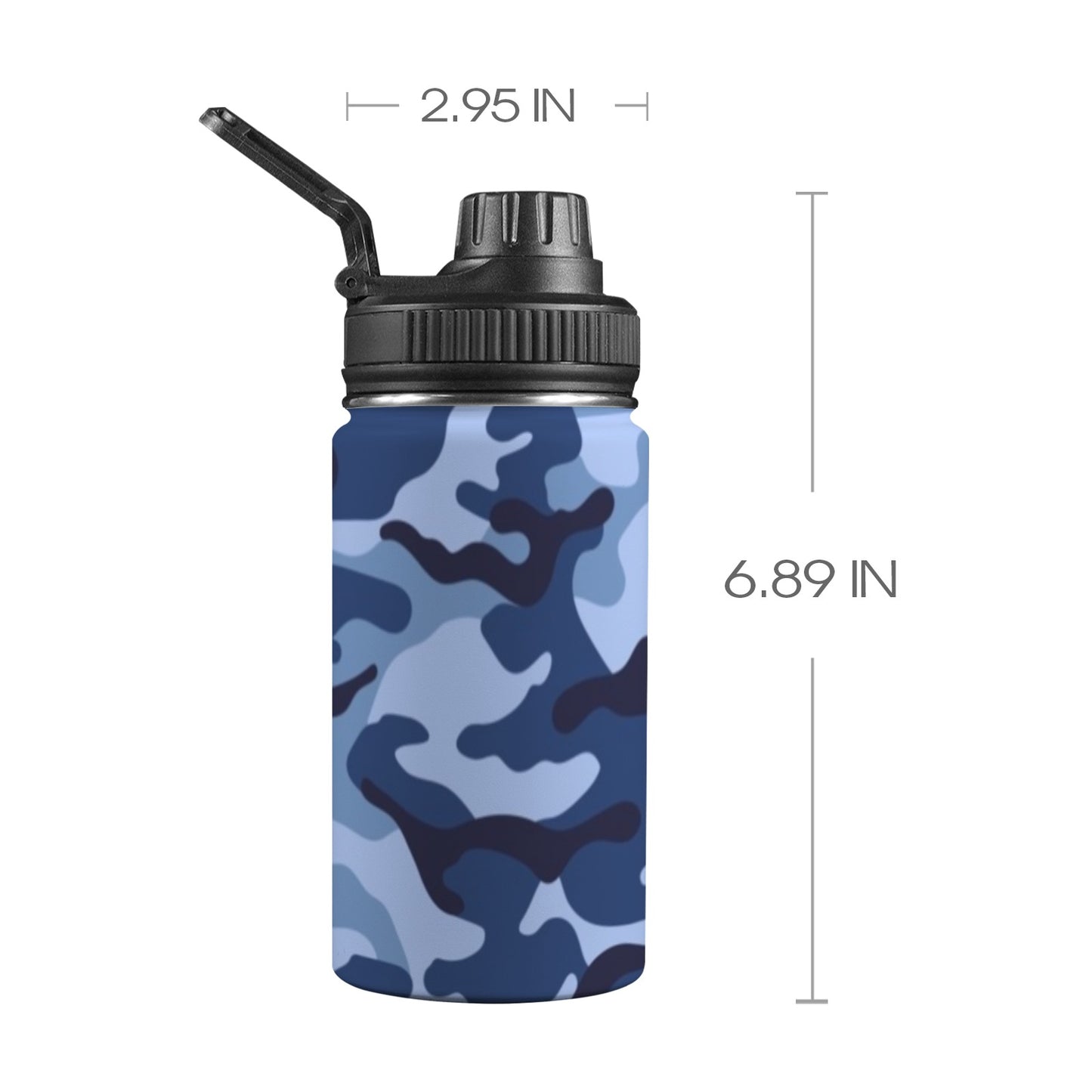 Blue Camouflage - Kids Water Bottle with Chug Lid (12 oz) Kids Water Bottle with Chug Lid Printed Offshore