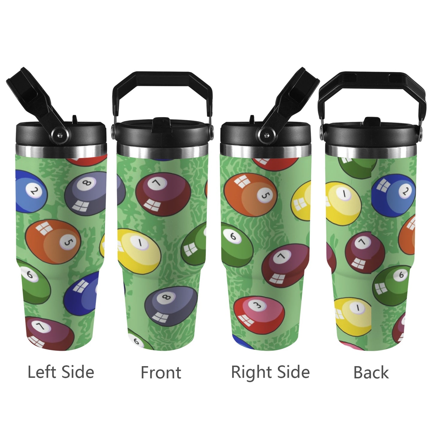 Pool Balls - 30oz Tumbler with Top Handle