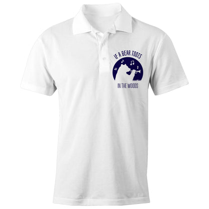 Trumpet Player, If A Bear Toots In The Woods - Chad S/S Polo Shirt, Printed White Polo Shirt Music