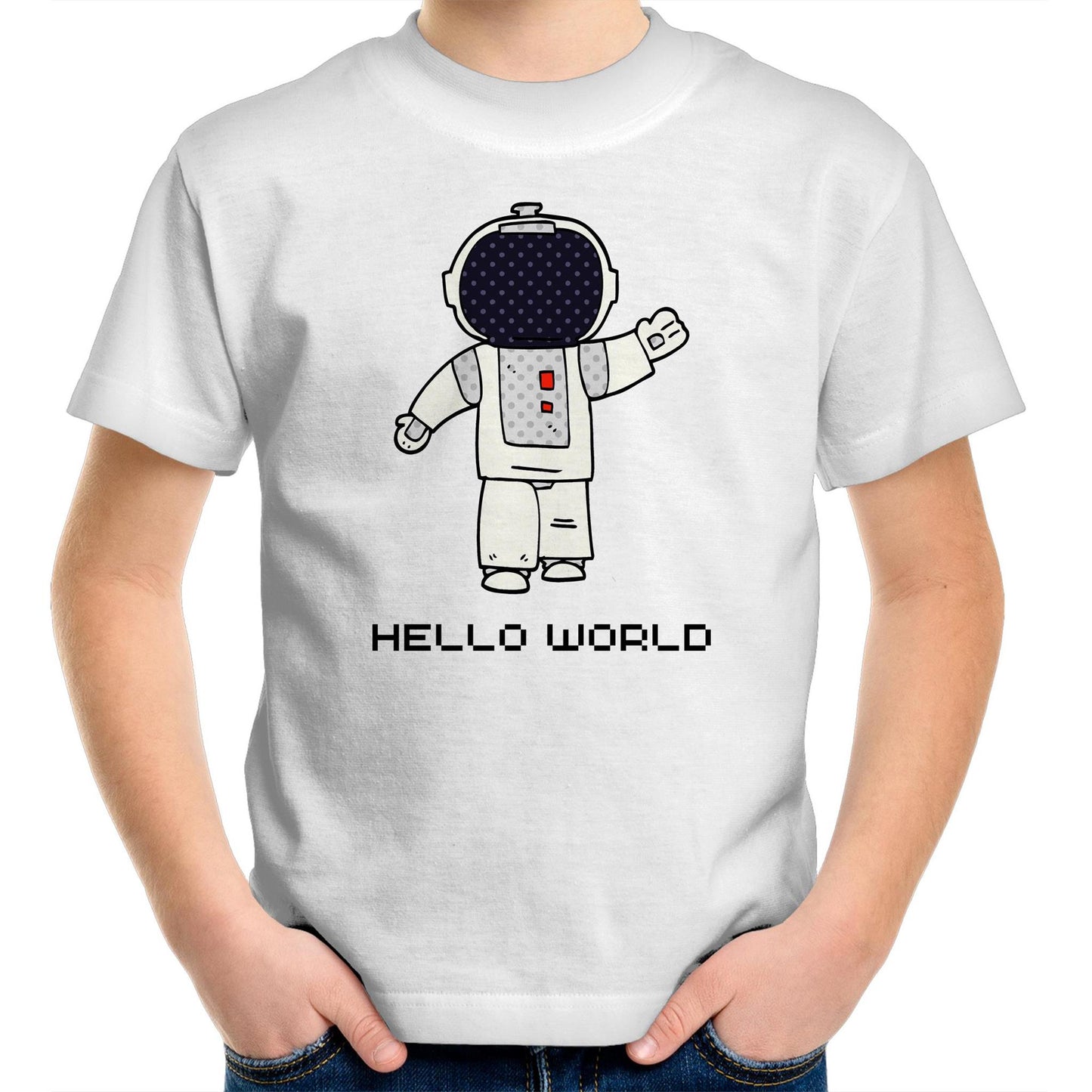 Astronaut, Hello World - Kids Youth T-Shirt White Kids Youth T-shirt Space