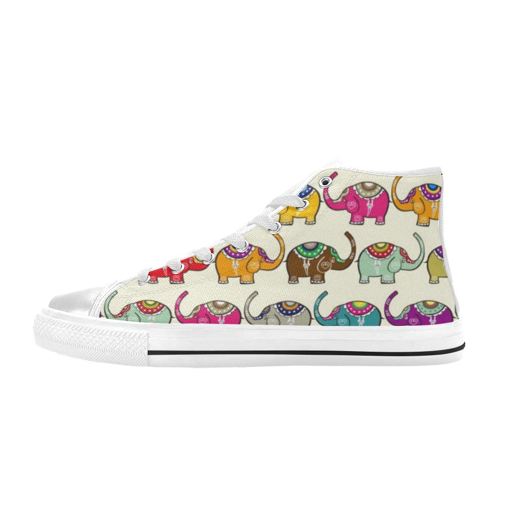 Elephants - Women's High Top Canvas Shoes