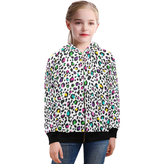 Animal Print In Colour - Senior Girls Zip Up Hoodie