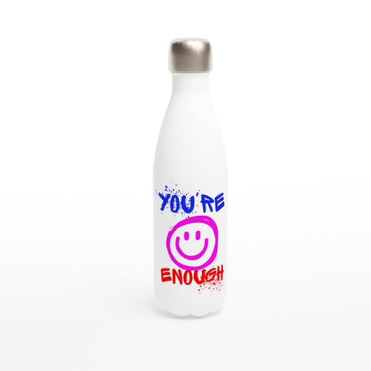 You're Enough - White 17oz Stainless Steel Water Bottle Default Title White Water Bottle Motivation