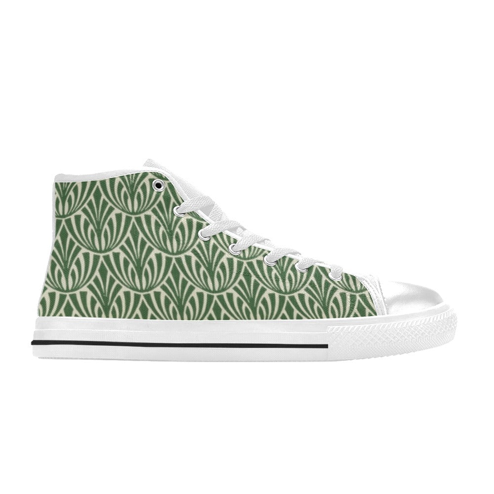 Green Pattern - Men's High Top Canvas Shoes