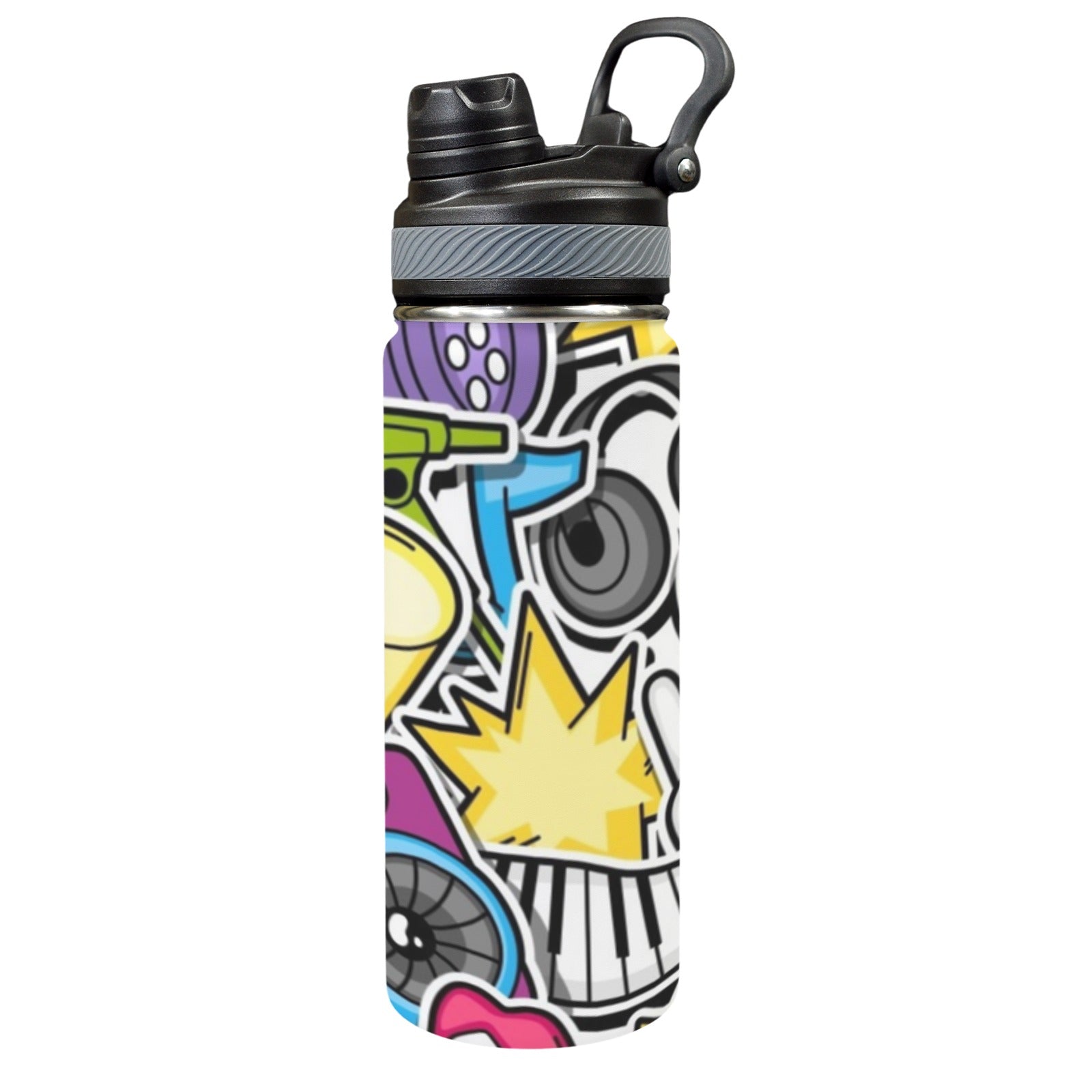 Sticker Music - Insulated Water Bottle with Dual-Use Lid (18oz) Insulated Water Bottle with Dual-Use Lid (18oz) Printed Offshore