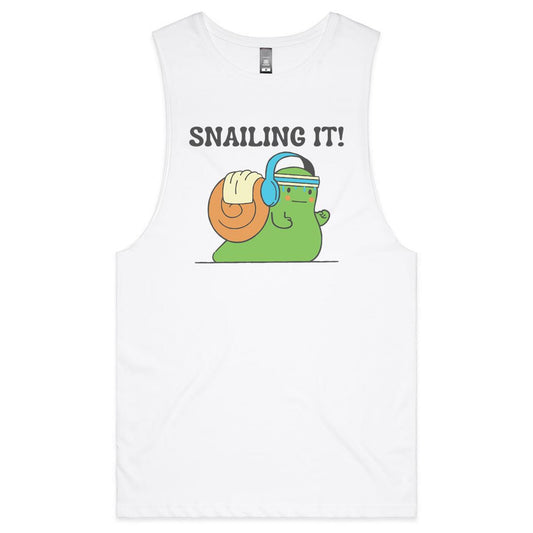Snailing It - Mens Tank Top Tee White Mens Tank