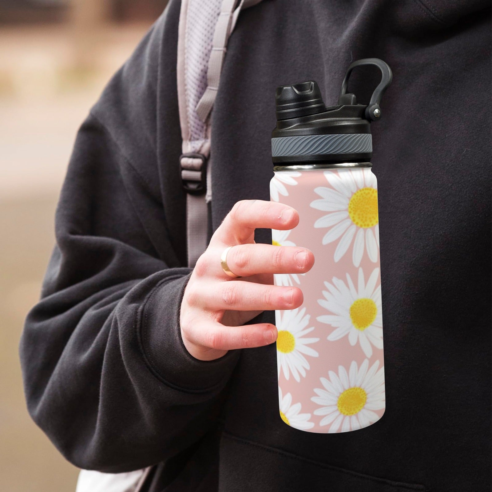 Daisies - Insulated Water Bottle with Dual-Use Lid (18oz) Insulated Water Bottle with Dual-Use Lid (18oz) Printed Offshore