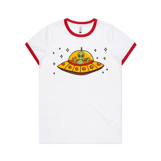 Alien Pizza - Women's Ringer Tee