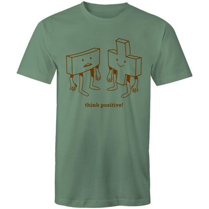 Think Positive, Plus And Minus - Mens T-Shirt Sage Mens T-shirt Maths Motivation