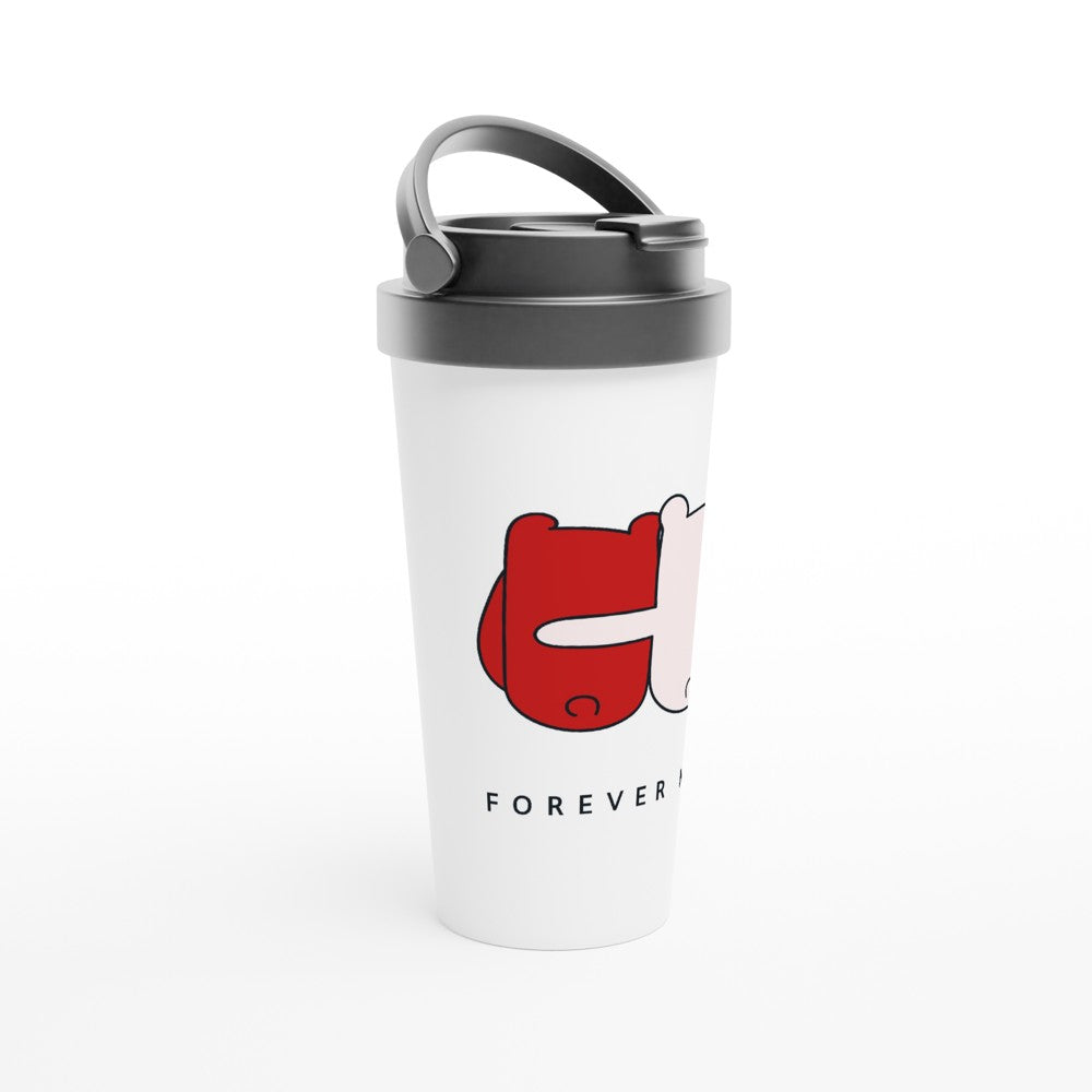 Forever Mine - White 15oz Stainless Steel Travel Mug Travel Mug animal Globally Fulfilled love