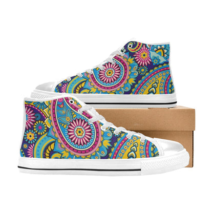 Bright Paisley - Women's High Top Canvas Shoes