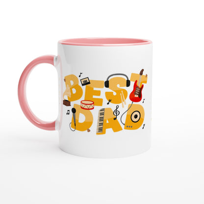 Best Dad - White 11oz Ceramic Mug with Colour Inside Ceramic Pink Colour 11oz Mug Dad