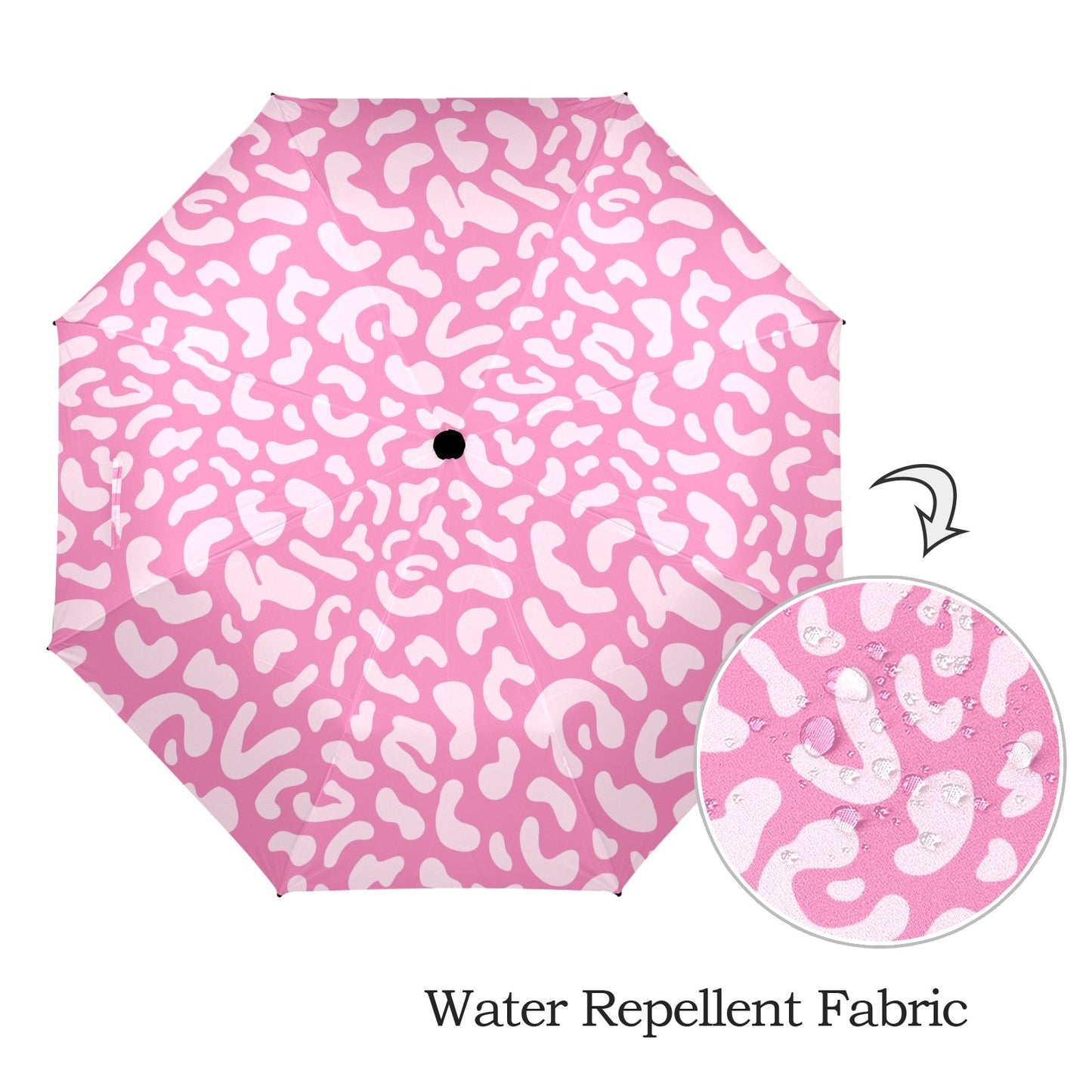 Pink Leopard - Semi-Automatic Foldable Umbrella Semi-Automatic Foldable Umbrella Printed Offshore